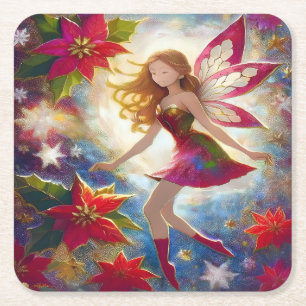 Christmas Fairy Collectie - Ginger Hair Vierkante Kartonnen Onderzetter