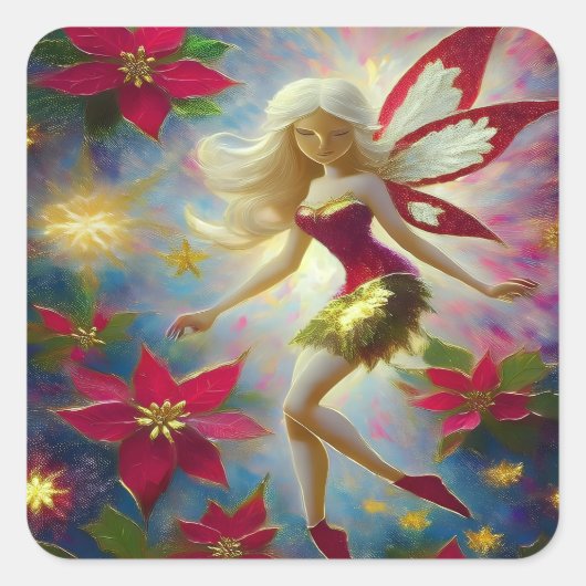 Christmas Fairy Collectie - Platinum Blond Haar Vierkante Sticker (Voorkant)