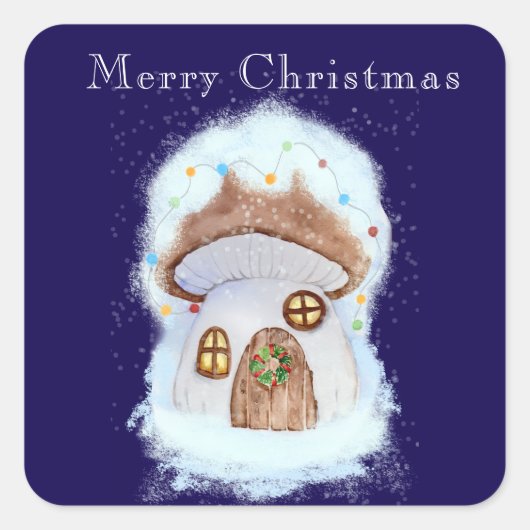 Christmas fairy house vierkante sticker (Voorkant)