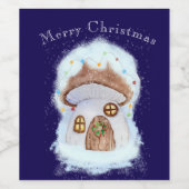 Christmas fairy house wijn etiket (Enkel label)