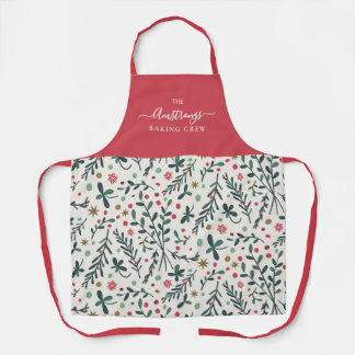 Christmas family apron | Hand drawn green branches Schort