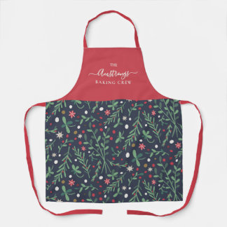 Christmas family apron | Hand drawn green branches Schort