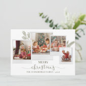 Christmas Family Fotocollage Script Modern Feestdagenkaart (Staand voorkant)