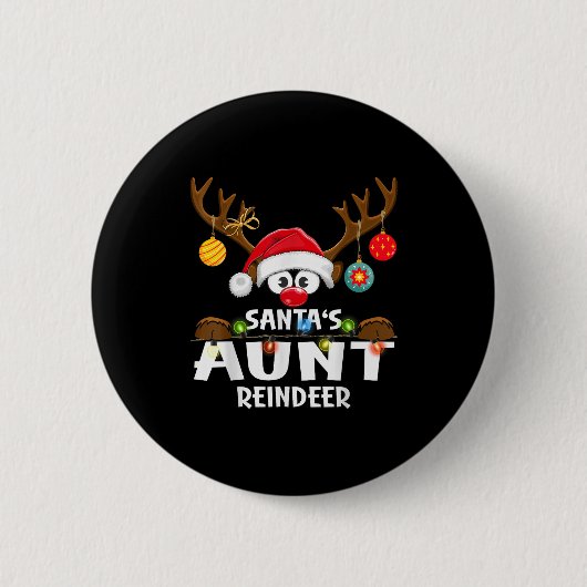 Christmas Family Santa's Aunt Reindeer Pajama Ronde Button 5,7 Cm (Voorkant)