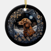 Christmas Fantasy Dachshund Keramisch Ornament (Voorkant)