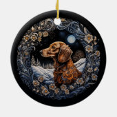 Christmas Fantasy Dachshund Keramisch Ornament (Achterkant)