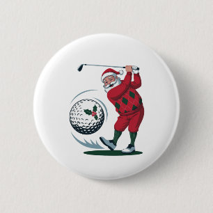 Christmas Fantasy Golf spelen Santa Claus Ronde Button 5,7 Cm