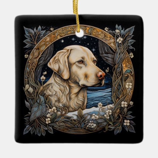 Christmas Fantasy Labrador Keramisch Ornament (Voorkant)