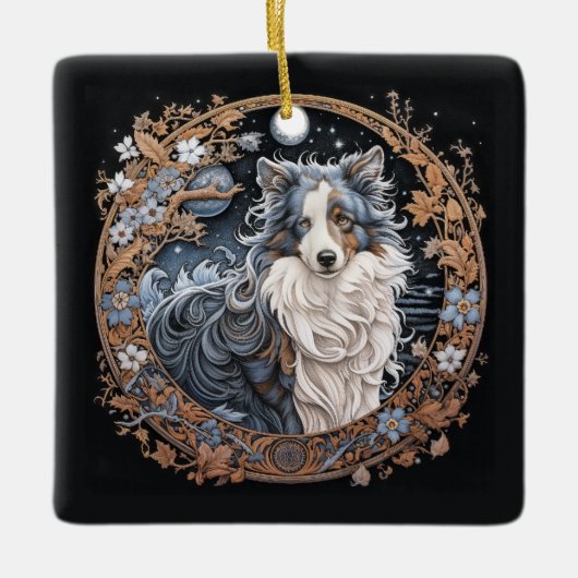 Christmas Fantasy Sheltie Keramisch Ornament (Voorkant)