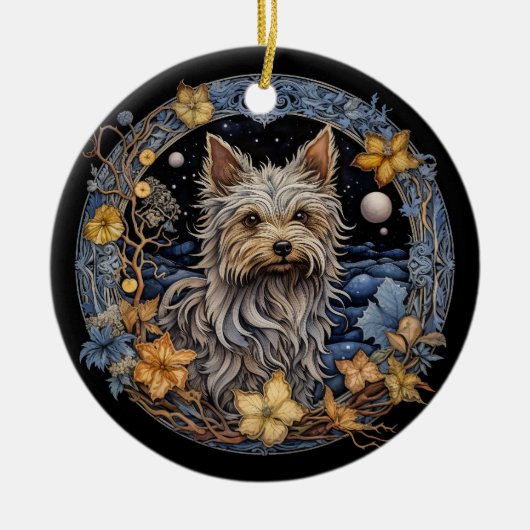 Christmas Fantasy Yorkie Keramisch Ornament (Voorkant)