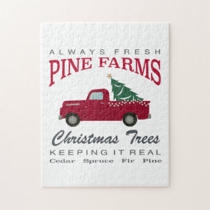 CHRISTMAS FARMHOUSE RED TRUCK LEGPUZZEL