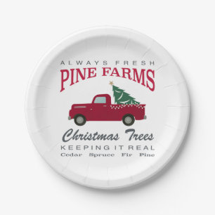 CHRISTMAS FARMHOUSE RED TRUCK PAPIEREN BORDJE