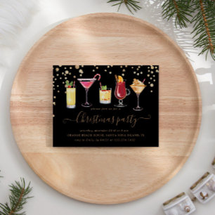 Christmas Faux Gold Glitter Cocktail Party Kaart