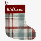 Christmas Festive Plaid Holiday Stocking Grote Kerstsok (Voorkant)
