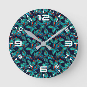 Christmas Fir Branch Pattern-82397 Ronde Klok