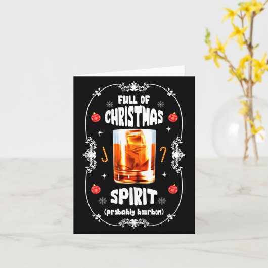 Christmas Fir Tree With Bourbon Ugly Xmas Bourbon Kaart (Gele Bloem)