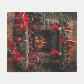 Christmas Fireplace Pinecones Red Candles   Fleece Deken (Voorkant (Horizontaal))