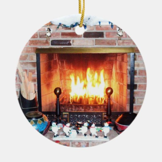 CHRISTMAS FIREPLACE-versiering Keramisch Ornament (Voorkant)