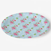 Christmas Flamingo Pattern Blue Papieren Bordje (Gekanteld)