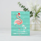 Christmas Flamingo Stripe briefkaart (Staand voorkant)