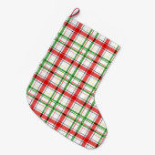 Christmas Flannel Plaid Tartan Design - White Grote Kerstsok (Voorkant (Hangend))