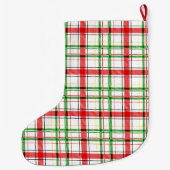 Christmas Flannel Plaid Tartan Design - White Grote Kerstsok (Achterkant)