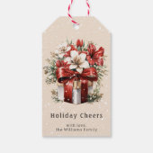 Christmas Floral Holiday Cheers Personalized Cadeaulabel (Achterkant)