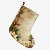 Christmas Floral Holiday Stocking Grote Kerstsok (Voorkant (Hangend))