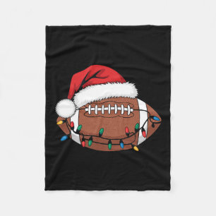 Christmas Football Player Xmas Lights Santa Sports Fleece Deken