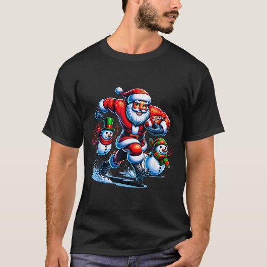 Christmas Football Santa Playing Football T-shirt (Voorkant)