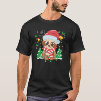 Christmas For Men Women Kids Santa Sloth T-shirt