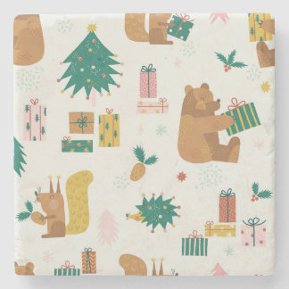 Christmas Forest Dieren:  vibe Stenen Onderzetter