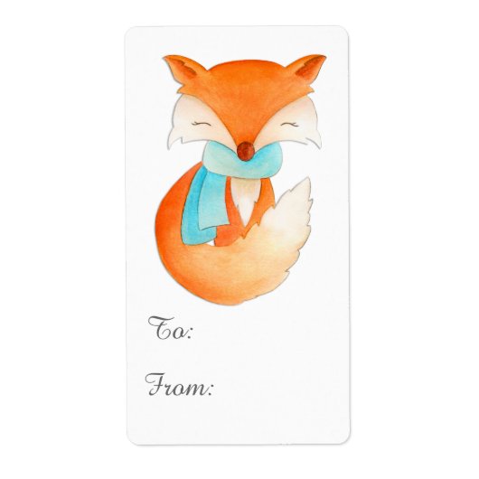 Christmas fox cub cadeau label (van en naar) (Voorkant)