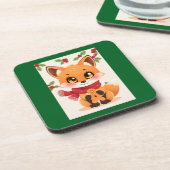 Christmas Fox decor Bier Onderzetter (Linkerzijde)