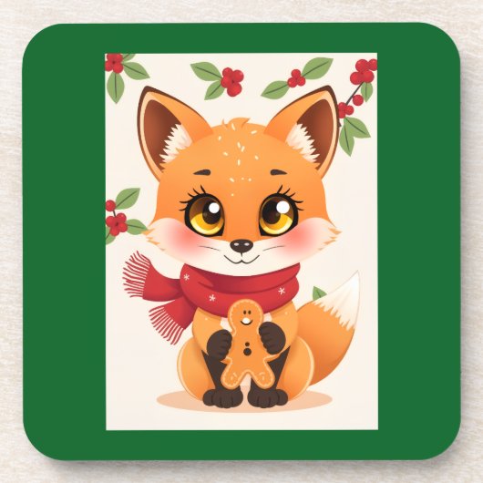 Christmas Fox decor Bier Onderzetter (Voorkant)