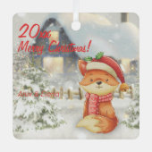 Christmas Fox House Metal Square Ornament (Voorkant)