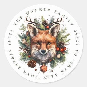 Christmas Fox Ronde Stickers