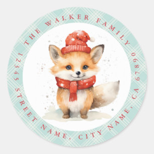 Christmas Fox Ronde Stickers
