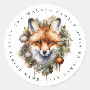 Christmas Fox Ronde Stickers