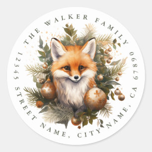 Christmas Fox Ronde Stickers
