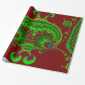 CHRISTMAS ~ Fractal Pattern Green Red ~ Wrapping Cadeaupapier (Uitgerold)