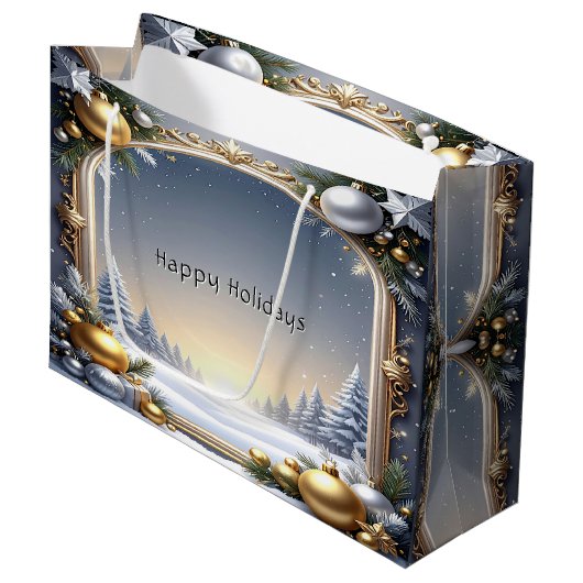 Christmas Frame Holiday Gift Bag Groot Cadeauzakje (Voorkant Gekanteld)