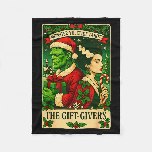 Christmas Frankenstein And Bride The Lovers Tarot  Fleece Deken (Voorkant)