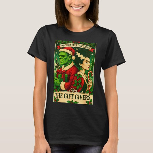 Christmas Frankenstein And Bride The Lovers Tarot T-shirt (Voorkant)