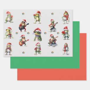 Christmas Frog Rock Band inpakpapier Vel