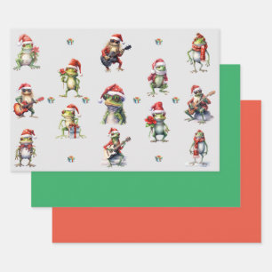 Christmas Frog Rock Band inpakpapier Vel