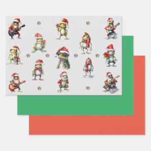 Christmas Frog Rock Band inpakpapier Vel