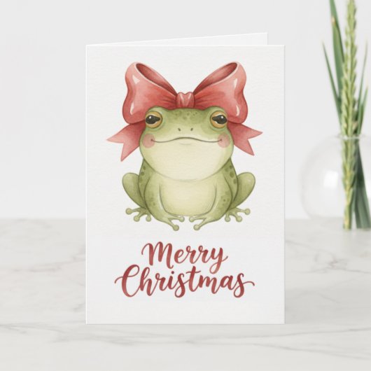 Christmas Frog with Festive Bow Card Kaart (Voorkant)