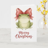 Christmas Frog with Festive Bow Card Kaart (Gele Bloem)