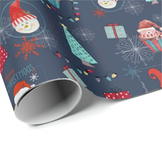 Christmas Fun Custom Name and Date Cadeaupapier (Rol Hoek)